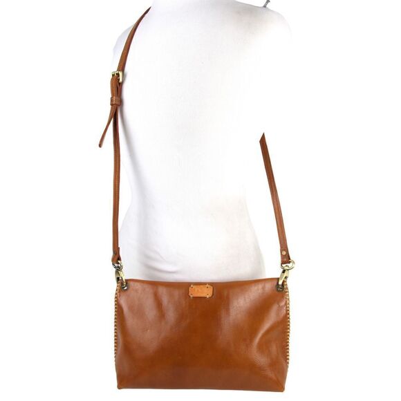 Fredd + Basha TAN BROWN GENUINE LEATHER FLAP SHOULDER BAG HANDBAG X-BODY PURSE - Picture 6 of 16